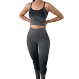 Conjunto Leggin y top de entrenamiento Push Up Gris