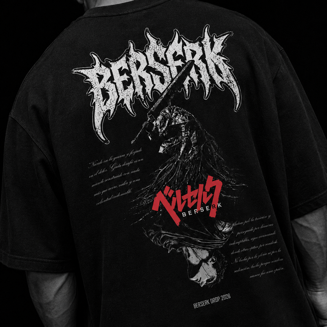 Playera oversize Berserk drop B02 (PREVENTA DEL 15 AL 18 DE JUNIO)