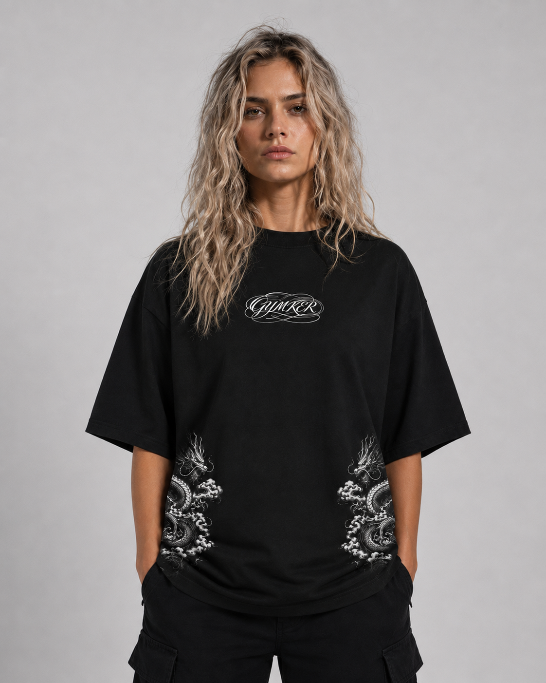 Playera Hannya Japan Drop GYMKER - detalle gráfico