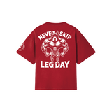 Playera entrenamiento oversize NEVER SKIP LEG DAY