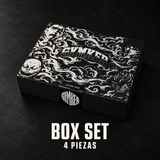 Caja negra del Box Set HANMA GYMKER con ilustraciones de los cuatro personajes y texto «4 piezas».