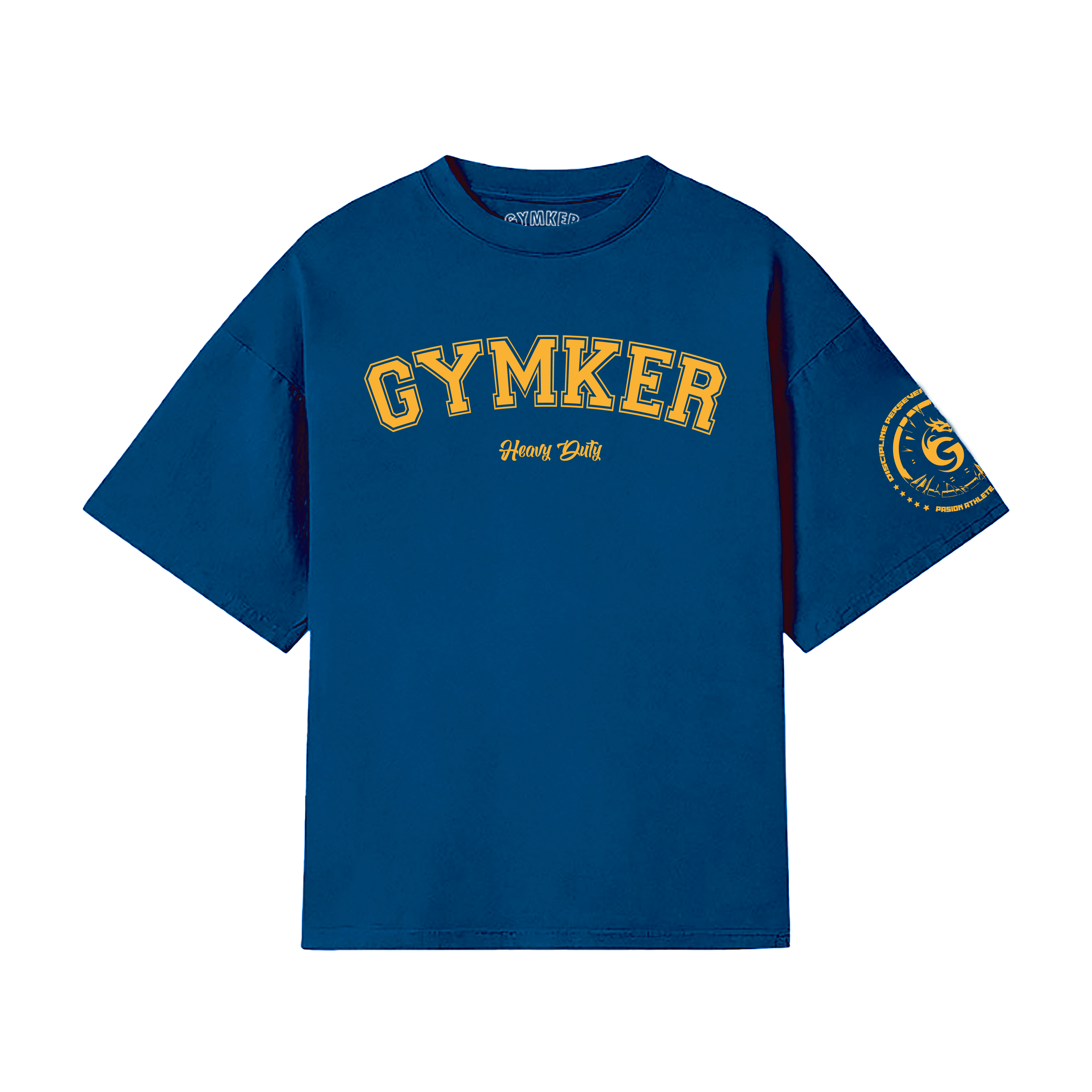 Playera entrenamiento Oversize AZUL GYMKER-HEAVY DUTY (liquidacion)