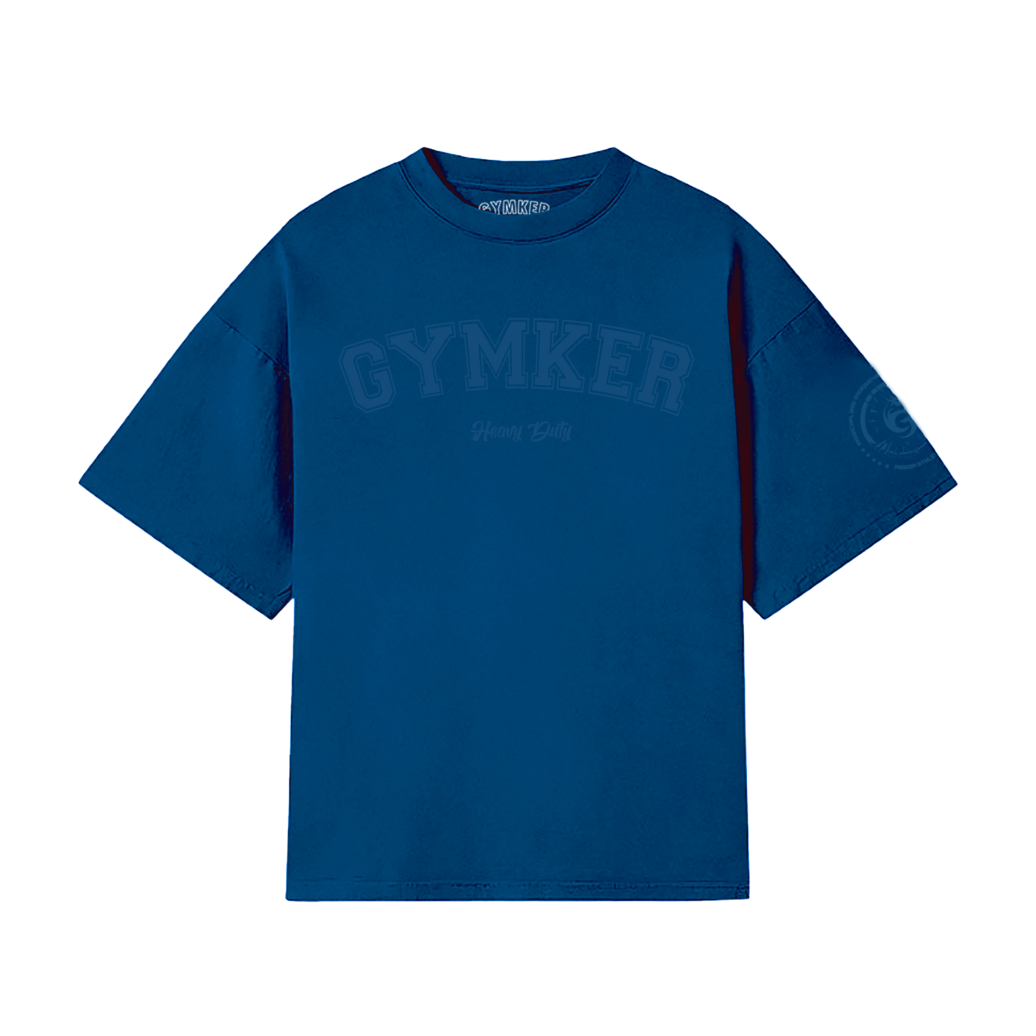 Playera entrenamiento Oversize AZUL GYMKER-HEAVY DUTY (liquidacion)