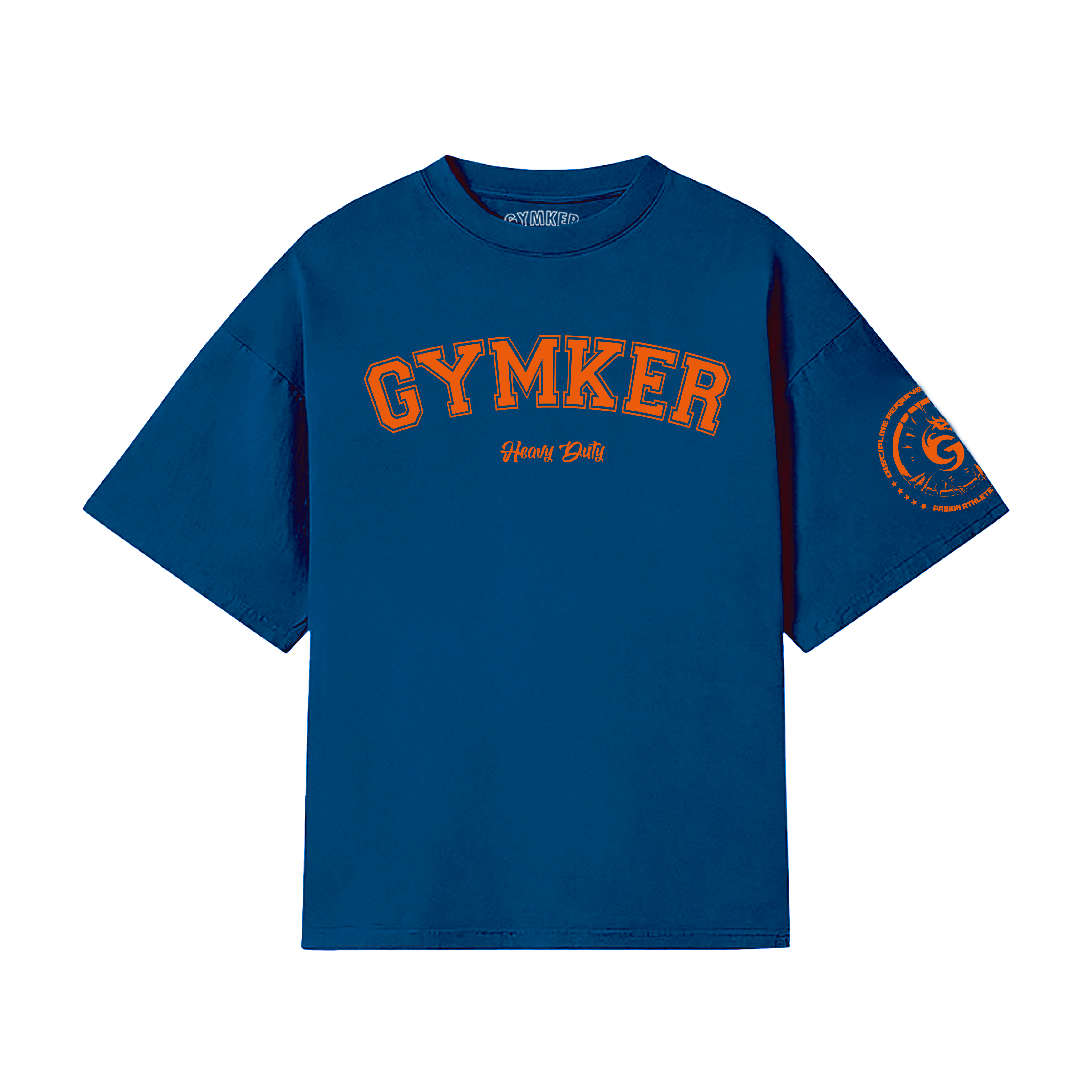 Playera entrenamiento Oversize AZUL GYMKER-HEAVY DUTY (liquidacion)