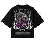 Playera oversize negra KONG de BEAST MODE GYMKER, vista posterior con gráfico de gorila.